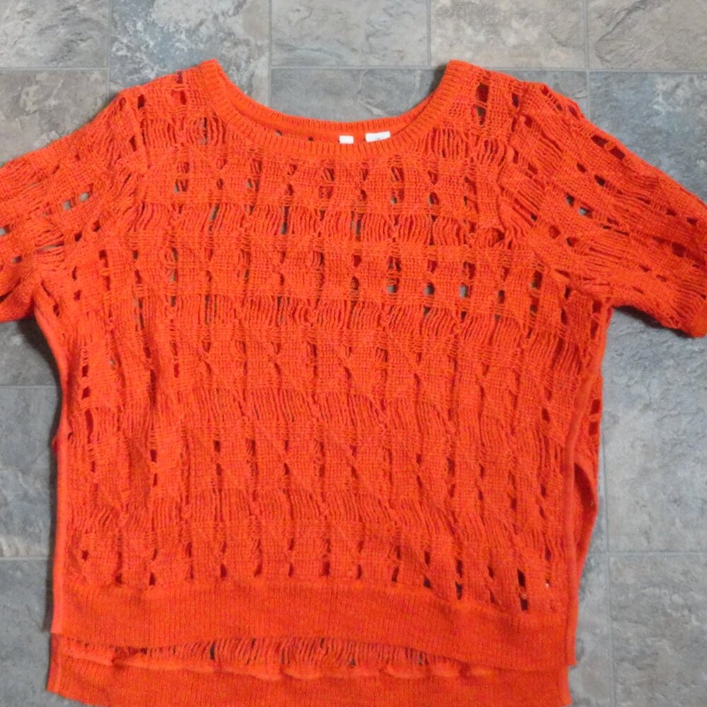Moth ladies short sleeve summer sweater brilliant orange size large